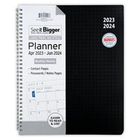 See It Bigger Monthly & Weekly Planner, April 2023 - June 2024 (9.75" x 11") Black EasyOptionXY LLC