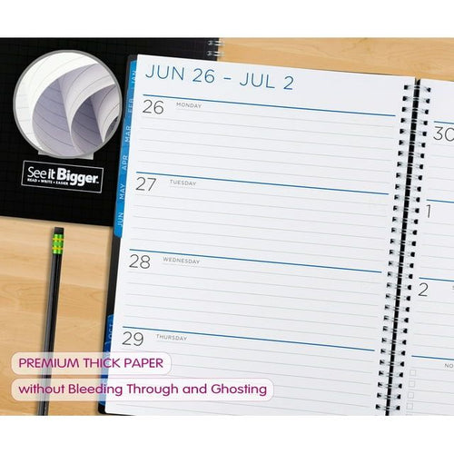 See It Bigger Monthly & Weekly Planner, April 2023 - June 2024 (9.75" x 11") Black EasyOptionXY LLC