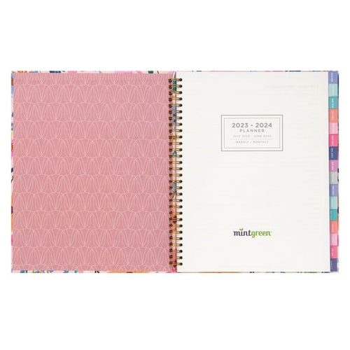 2023-2024 Mintgreen Weekly/Monthly Spiral Planner, 8.5" x10.5", Wildflower EasyOptionXY LLC