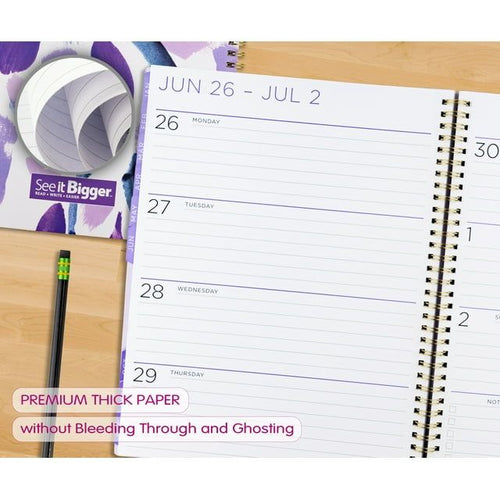 See It Bigger Monthly/Weekly Planner, April 2023 - June 2024 (11" x 9.75") Purple EasyOptionXY LLC