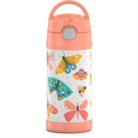 Thermos Kids Stainless Steel Vacuum Insulated Funtainer straw bottle, Butterfly, 12oz EasyOptionXY LLC