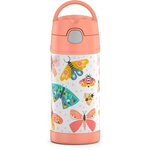 Thermos Kids Stainless Steel Vacuum Insulated Funtainer straw bottle, Butterfly, 12oz EasyOptionXY LLC