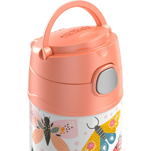 Thermos Kids Stainless Steel Vacuum Insulated Funtainer straw bottle, Butterfly, 12oz EasyOptionXY LLC