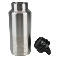 Ozark Trail 36 oz Silver and Black Double Wall Vacuum Sealed Stainless Steel Water Bottle with Wide Mouth Lid EasyOptionXY LLC
