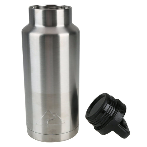 Ozark Trail 36 oz Silver and Black Double Wall Vacuum Sealed Stainless Steel Water Bottle with Wide Mouth Lid EasyOptionXY LLC