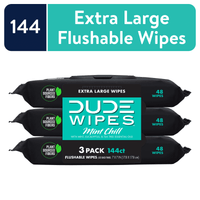 DUDE Wipes Flushable Wipes, Mint Chill XL Wet Wipes to Use with Toilet Paper, 48 Ct, 3 Pack EasyOptionXY LLC