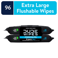 DUDE Wipes Unscented XL Flushable Wipes, 2 Flip-Top Packs, 48 Wipes per Pack, 96 Total Wipes EasyOptionXY LLC