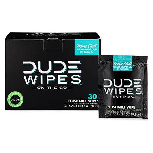 DUDE Wipes Flushable Wipes, XL On-The-Go Wet Wipes, Mint Chill, 30 Count EasyOptionXY LLC