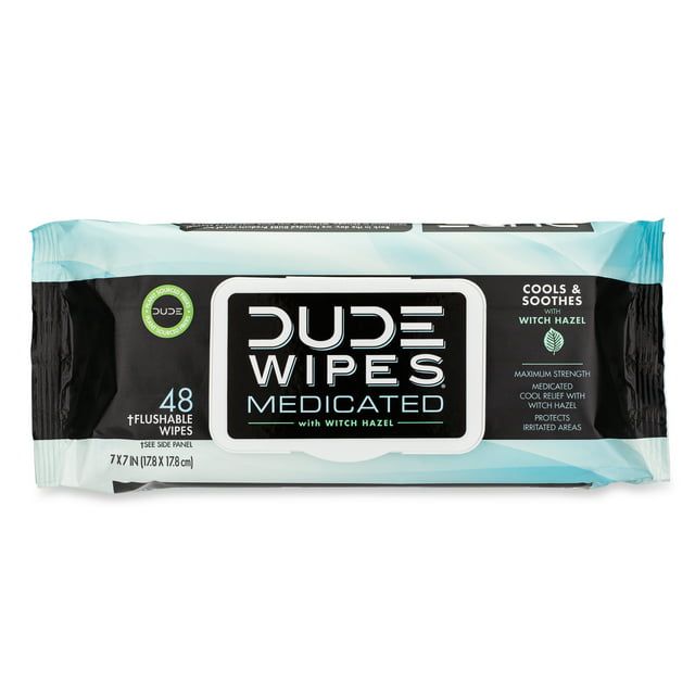 DUDE Wipes Flushable Wipes, Unscented XL Medicated Wet Wipes for Hemorrhoid Relief, 48 Count EasyOptionXY LLC