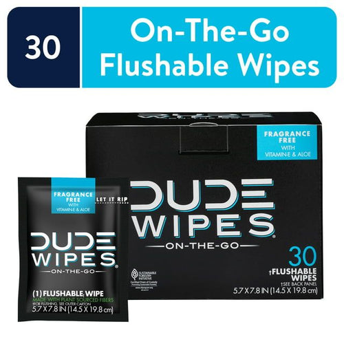 DUDE Wipes Unscented XL Flushable Wipes, 30 Individually Wrapped Wipes EasyOptionXY LLC