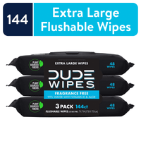 DUDE Wipes Flushable Wipes, Unscented XL Wet Wipes to Use with Toilet Paper, 48 Count, 3 Pack EasyOptionXY LLC