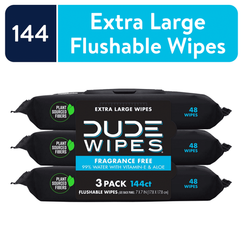DUDE Wipes Flushable Wipes, Unscented XL Wet Wipes to Use with Toilet Paper, 48 Count, 3 Pack EasyOptionXY LLC