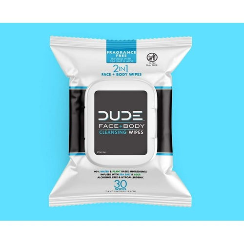 DUDE Wipes Cleansing Wipes, 2-in-1 Face and Body Wipes, Unscented, 30 Count EasyOptionXY LLC