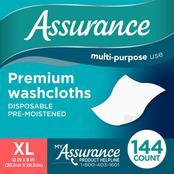 Assurance Premium Disposable Washcloths, XL (144 Count) EasyOptionXY LLC