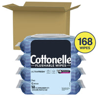 Cottonelle Ultra Fresh Flushable Wipes, 4 Flip-Top Packs, 42 Wipes per Pack (168 Total) EasyOptionXY LLC