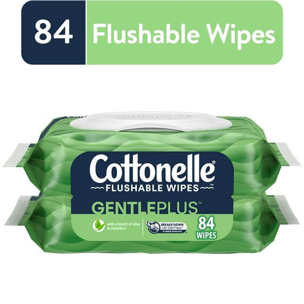 Cottonelle GentlePlus Flushable Wipes, 2 Flip-Top Packs, 42 Wipes per Pack (84 Total) EasyOptionXY LLC