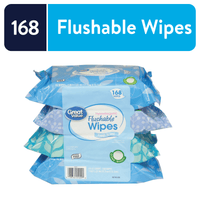 Great Value Fresh Scent Flushable Wipes, 4 Resealable Packs, 168 Total Wipes EasyOptionXY LLC