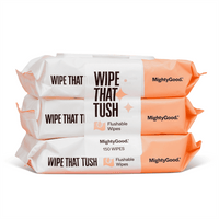 MightyGood Brand - Wipe That Tush Flushable Wipes - 3 Packs of 50 Wipes,150 Total Wipes EasyOptionXY LLC