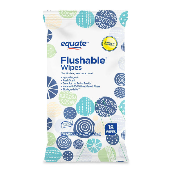 Equate Fresh Scent Flushable Wipes Travel Pack, 18 Total Wipes EasyOptionXY LLC