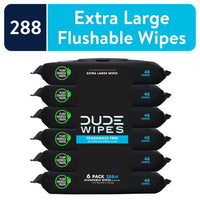 DUDE Wipes Unscented XL Flushable Wipes, 6 Flip-Top Packs, 48 Wipes per Pack, 288 Total Wipes EasyOptionXY LLC
