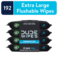DUDE Wipes Unscented XL Flushable Wipes, 4 Flip-Top Packs, 48 Wipes per Pack, 192 Total Wipes EasyOptionXY LLC