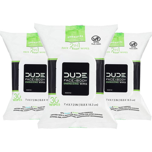 DUDE Wipes Face and Body Wipes, 3 Pack, 90 Wipes EasyOptionXY LLC