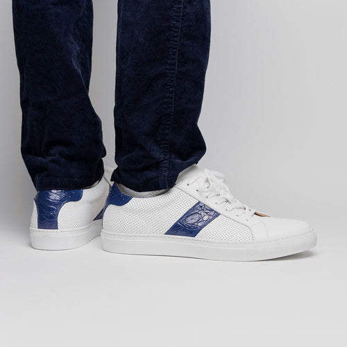 Zelli Italia 61-101-NVY OLYMPIAS Italian Calfskin and Crocodile Stripe, Navy