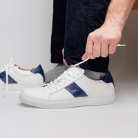 Zelli Italia 61-101-NVY OLYMPIAS Italian Calfskin and Crocodile Stripe, Navy