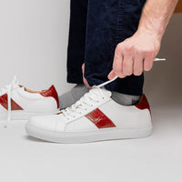 Zelli Italia 61-101-RED OLYMPIAS Italian Calfskin and Crocodile Stripe, Red