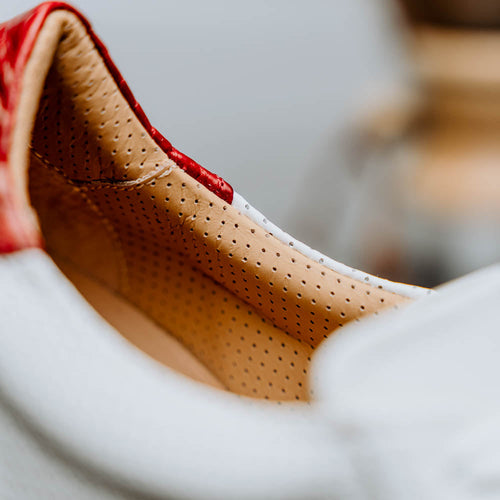 Zelli Italia 61-101-RED OLYMPIAS Italian Calfskin and Crocodile Stripe, Red