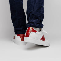 Zelli Italia 61-101-RED OLYMPIAS Italian Calfskin and Crocodile Stripe, Red