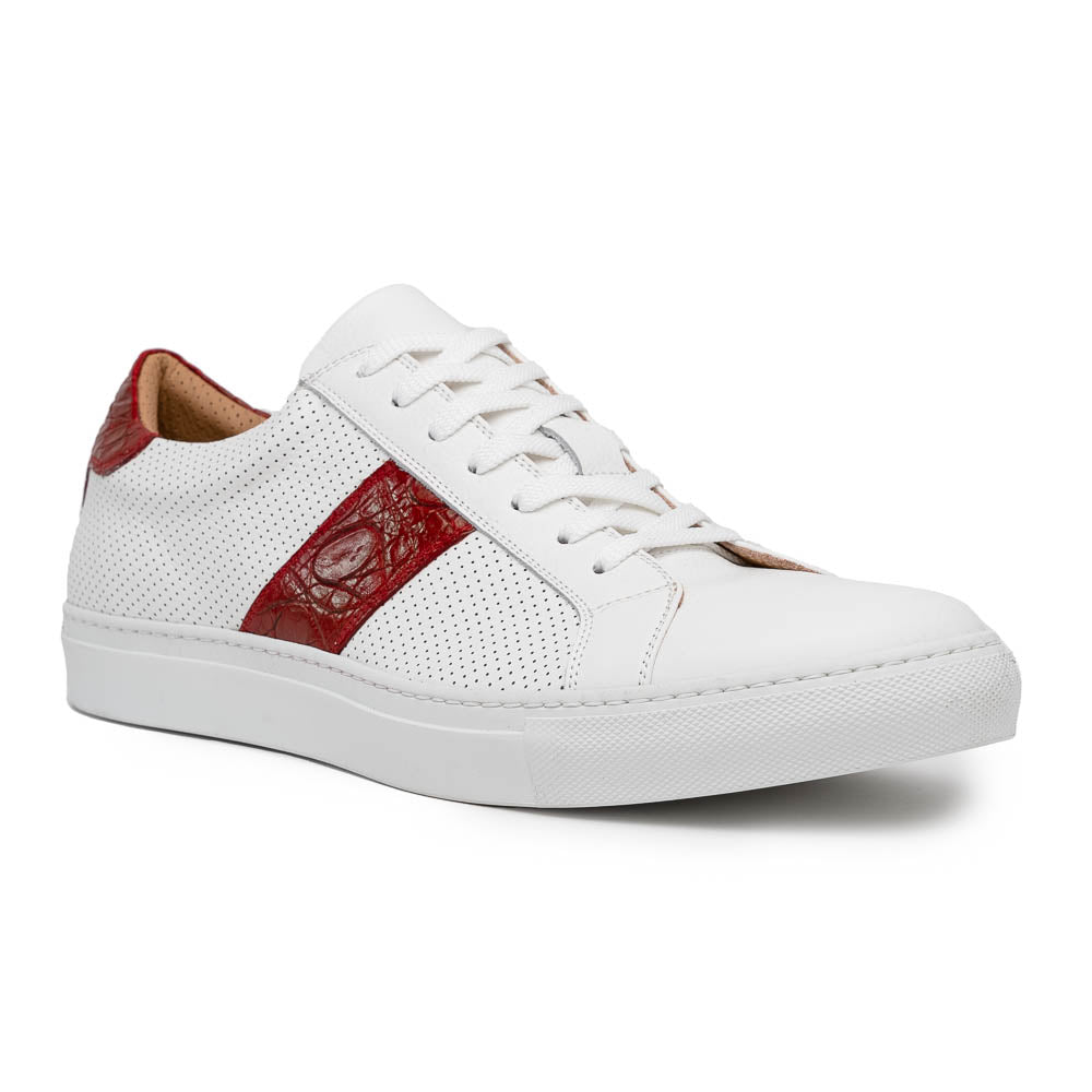 Zelli Italia 61-101-RED OLYMPIAS Italian Calfskin and Crocodile Stripe, Red