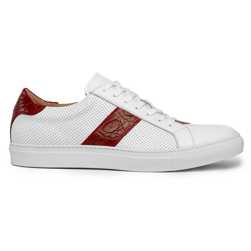 Zelli Italia 61-101-RED OLYMPIAS Italian Calfskin and Crocodile Stripe, Red