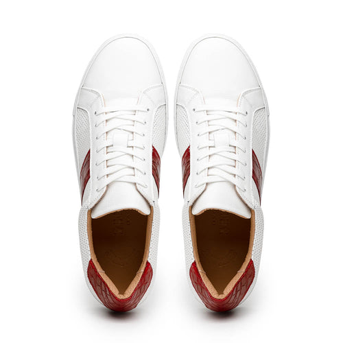 Zelli Italia 61-101-RED OLYMPIAS Italian Calfskin and Crocodile Stripe, Red