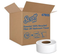 Scott Essential 100% Recycled Fiber JRT Bathroom Tissue for Business, Septic Safe, 2-Ply, White, 1000 ft, 12 Rolls/Carton EasyOptionXY LLC