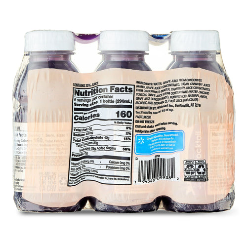 Great Value Cranberry/Grape Juice Cocktail 10 oz, 6 Pack EasyOptionXY LLC
