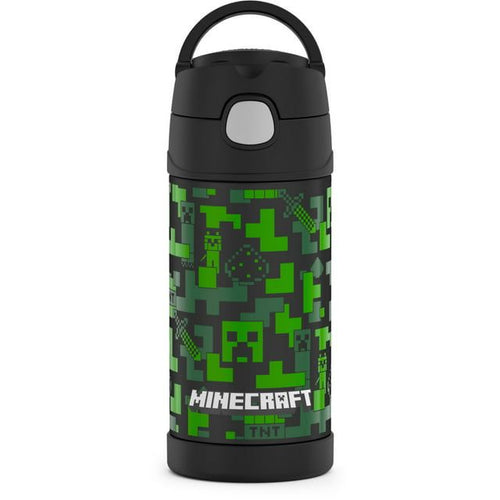 Thermos Kids Stainless Steel Vacuum Insulated Funtainer straw bottle, Minecraft, 12 fl oz EasyOptionXY LLC