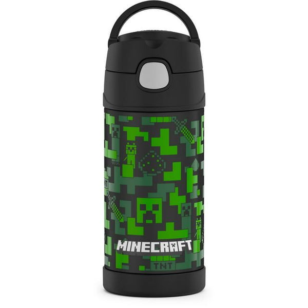 Thermos Kids Stainless Steel Vacuum Insulated Funtainer straw bottle, Minecraft, 12 fl oz EasyOptionXY LLC