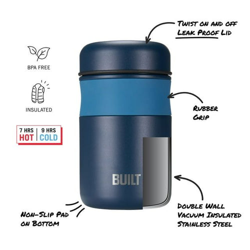 Built 16-Ounce Stainless Steel Double Wall Vacuum Insulated Food Jar in Blue EasyOptionXY LLC