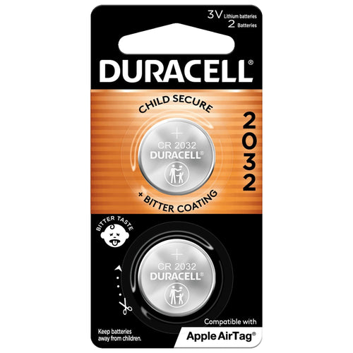 Duracell CR2032 3V Lithium Coin Battery with Child Safety Features, Compatible with Apple AirTag, Key Fob, Car Remote, Glucose Monitor, and other Devices, CR Lithium 3 Volt Cell (2 Count Pack) EasyOptionXY LLC