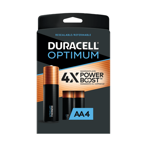 Duracell Optimum AA Battery with 4X POWER BOOST?, 4 Pack Resealable Package EasyOptionXY LLC
