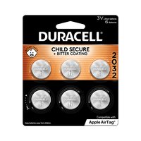 Duracell CR2032 3V Lithium Coin Battery with Child Safety Features, Compatible with Apple AirTag, Key Fob, Car Remote, Glucose Monitor, and other Devices, CR Lithium 3 Volt Cell (6 Count Pack) EasyOptionXY LLC
