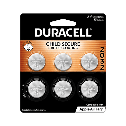 Duracell CR2032 3V Lithium Coin Battery with Child Safety Features, Compatible with Apple AirTag, Key Fob, Car Remote, Glucose Monitor, and other Devices, CR Lithium 3 Volt Cell (6 Count Pack) EasyOptionXY LLC