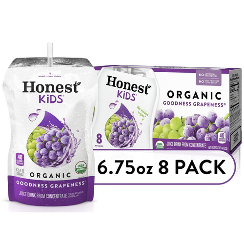 Honest Kids Organic Goodness Grapeness Grape Fruit Juice, 6.75 fl oz, 8 Pouches EasyOptionXY LLC
