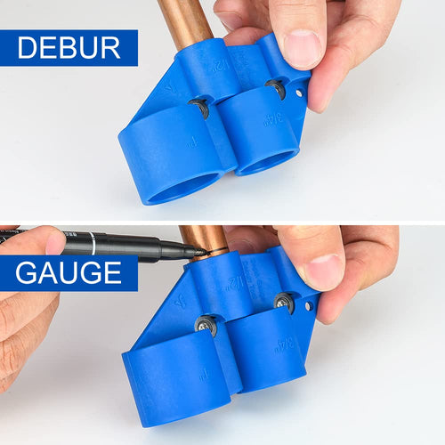 Full Size 3/8" -1" Deburring Pipe and Depth Gauge Tool for Copper, CPVC, Pex, PE-RT, HDPE Pipe