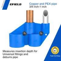 Full Size 3/8" -1" Deburring Pipe and Depth Gauge Tool for Copper, CPVC, Pex, PE-RT, HDPE Pipe