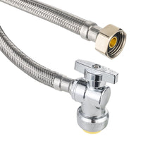 18" 1/2" Push x 1/2" FIP Faucet Hose Connector,1/4-Turn, Angle Plumbingsell