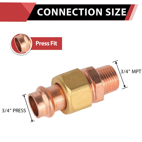 3/4" Press Copper Union x Male (Lead Free)