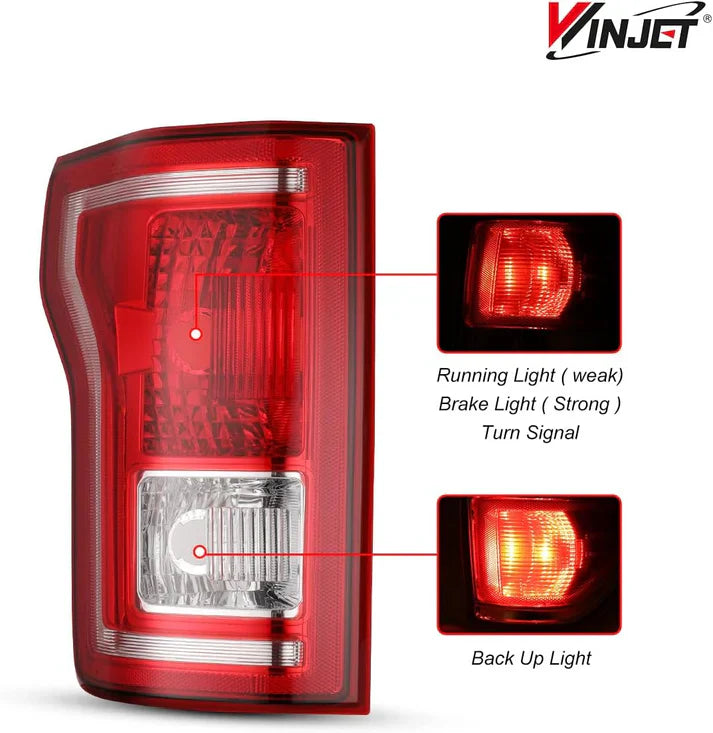 Winjet 2015-2017 Ford F-150 w/Factory Halogen Type Taillight - Chrome /Red