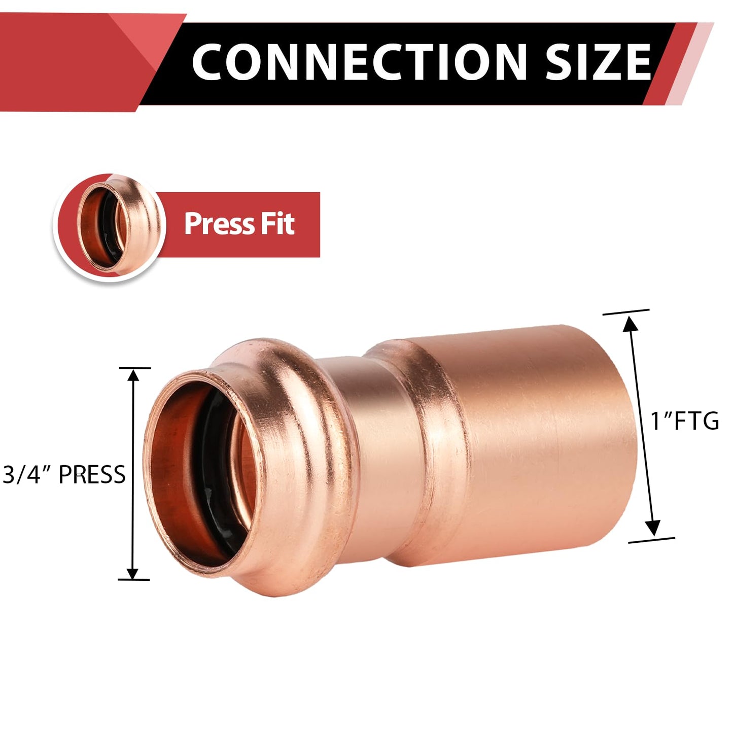 30 Pcs 1" x 3/4" Press Bushing Copper Reducer (Lead Free)